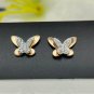 14k Solid Gold Diamond Butterfly Earring Stud Minimalist Insect Earring Jewelry.