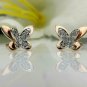 14k Solid Gold Diamond Butterfly Earring Stud Minimalist Insect Earring Jewelry.