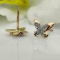 14k Solid Gold Diamond Butterfly Earring Stud Minimalist Insect Earring Jewelry.