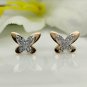 14k Solid Gold Diamond Butterfly Earring Stud Minimalist Insect Earring Jewelry.