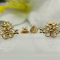 Flower Stud Earring 14k Solid Gold Diamond Vintage Earring Jewelry Women Gift.
