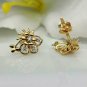 Flower Stud Earring 14k Solid Gold Diamond Vintage Earring Jewelry Women Gift.