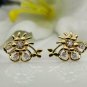 Flower Stud Earring 14k Solid Gold Diamond Vintage Earring Jewelry Women Gift.