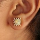 Diamond Star Dainty Earring 14k Gold Ethiopian Opal Minimalist Fine Jewelry Gift
