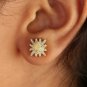 Diamond Star Dainty Earring 14k Gold Ethiopian Opal Minimalist Fine Jewelry Gift