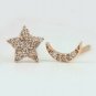 Natural Diamond Crescent Moon And Star Earring 14k Gold Party Earring Jewelry.