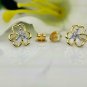 14k Solid Gold Flower Earring Diamond Stud Earring Dainty Diamond Gold Earrings.