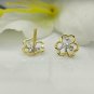 14k Solid Gold Flower Earring Diamond Stud Earring Dainty Diamond Gold Earrings.
