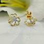 14k Solid Gold Flower Earring Diamond Stud Earring Dainty Diamond Gold Earrings.