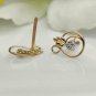 Pineapple Ear Stud 14k Solid Gold Diamond Fruit Earring Women Birthday Gift.