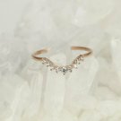 Curved Diamond Wedding Band Rose Gold Engagement Band Bridal Stacking Band NS9.