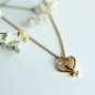 Dainty Twin Heart Pendant Necklace 14k Solid Gold Minimalist Diamond Heart Charm