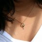 Dainty Twin Heart Pendant Necklace 14k Solid Gold Minimalist Diamond Heart Charm