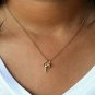 Dainty Twin Heart Pendant Necklace 14k Solid Gold Minimalist Diamond Heart Charm