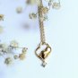 Dainty Twin Heart Pendant Necklace 14k Solid Gold Minimalist Diamond Heart Charm