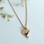 Dainty Twin Heart Pendant Necklace 14k Solid Gold Minimalist Diamond Heart Charm