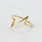 Lightning Bolt Zig Zag Ring Handmade 14k Solid Gold Plain Stacking Ring Band N9