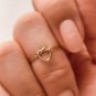 14k Solid Gold Thin Unique Heart Knot Skinny Ring Handmade Plain Stacking Ring N