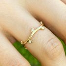 10k Solid Gold Tiny Diamond plain Vine Leaf Ring Handmade Dainty Wavy Ring NG7. 10k Solid Gold Tiny Diamond plain Vine Leaf Ring Handmade Dainty Wavy Ring NG7.