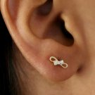 Natural Diamond Dainty Designer Loop Earring 14k Gold Fine Minimalist Mother Day