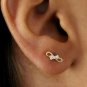 Natural Diamond Dainty Designer Loop Earring 14k Gold Fine Minimalist Mother Day