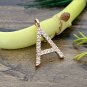 Natural Pave Diamond Initial Pendant 14k Gold Alphabet Pendant Birthday Gift.