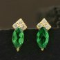 Tsavorite Garnet Stud Earring 14k Gold Natural Diamond Minimalist Earring Gift.