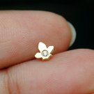 Maple Leaf Nose Piercing 14k Gold Natural Diamond Ear Body Piercing Jewelry Gift