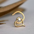 Heart Nose Stud Natural Diamond 14k Gold Nose Ear Piercing Birthday Gift NosePin Heart Nose Stud Natural Diamond 14k Gold Nose Ear Piercing Birthday Gift NosePin