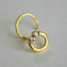 14k Gold Natural Diamond Circular Nose Stud C Wire Nose Ear Nostril Piercing.