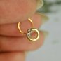 14k Gold Natural Diamond Circular Nose Stud C Wire Nose Ear Nostril Piercing.
