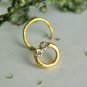 14k Gold Natural Diamond Circular Nose Stud C Wire Nose Ear Nostril Piercing.