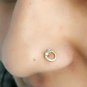 14k Gold Natural Diamond Circular Nose Stud C Wire Nose Ear Nostril Piercing.