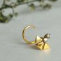 14k Solid Gold Triangle Nose Stud Natural Diamond Unique Tribal Nose Piercing.