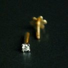 Internally Threaded Diamond Nose Stud 14k Gold Nose Piercing Nostril Jewelry.