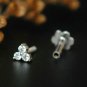 Natural Diamond Trinity Nose Ear Piercing 14k Gold Body Piercing Floral Cluster.