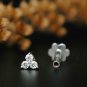 Natural Diamond Trinity Nose Ear Piercing 14k Gold Body Piercing Floral Cluster.
