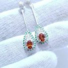 Spessartite Garnet Earrings Combined With Tsavorite Garnet 925 Silver Gift Charm