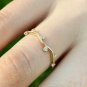 10k Solid Gold Tiny Diamond Plain Vine Ring Handmade Diamond Delicate Wavy Bands
