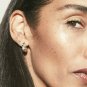 Diamond Croissant Hoop Earring 14k Solid Gold Twisted Dome Open Hoop Earrings.