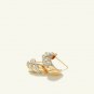 Diamond Croissant Hoop Earring 14k Solid Gold Twisted Dome Open Hoop Earrings.