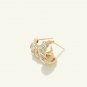 Diamond Croissant Hoop Earring 14k Solid Gold Twisted Dome Open Hoop Earrings.