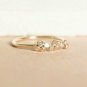 14k Solid Gold Thin Pebbles Set Diamond Plain Ring Handmade Dainty Minimalist S8