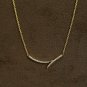 Diamond Bar Necklace 14k Solid Gold Dainty Curved Bar Necklace Wedding Pendant.