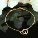 14k Solid Gold Interlocking Circles Chain Eternity Bracelet Women Birthday Gift.