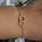 14k Solid Gold Interlocking Circles Chain Eternity Bracelet Women Birthday Gift.