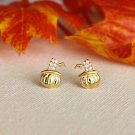 Pumpkins Studs Piercing 14k Solid Gold Witch Hat Minimalist Diamond Nose Studs.