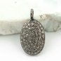 Pave Diamond Oval Charm Pendant 925 Silver Diamond Charm Additional Jewelry.