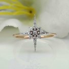 Natural Diamond Star Ring 14k Solid Gold Diamond Engagement Ring Birthday Gift.