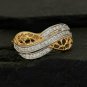 Pave Diamond Loop Ring 14k Gold Engagement Ring SI Quality Diamond G-H Fine Ring